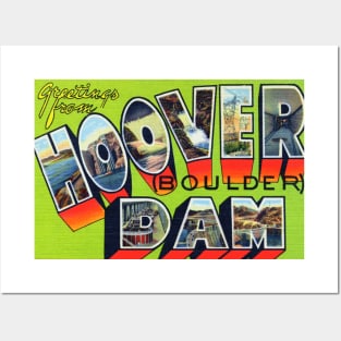 Greetings from Hoover Dam - Vintage Large Letter Postcard Posters and Art